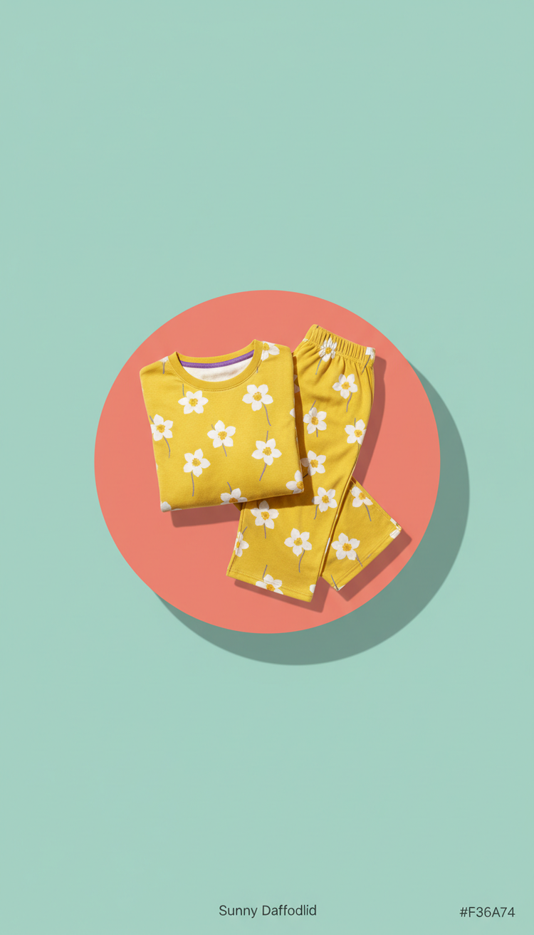 Sunny Daffodil jersey lounge set, Standard product shots are captured at a clean 45-degree (3/4) angle on large...
