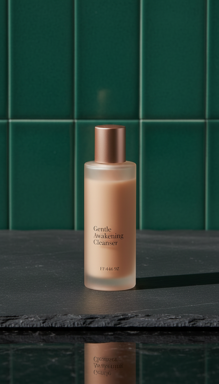 Gentle awakening cleanser with botanical extracts in a new setting