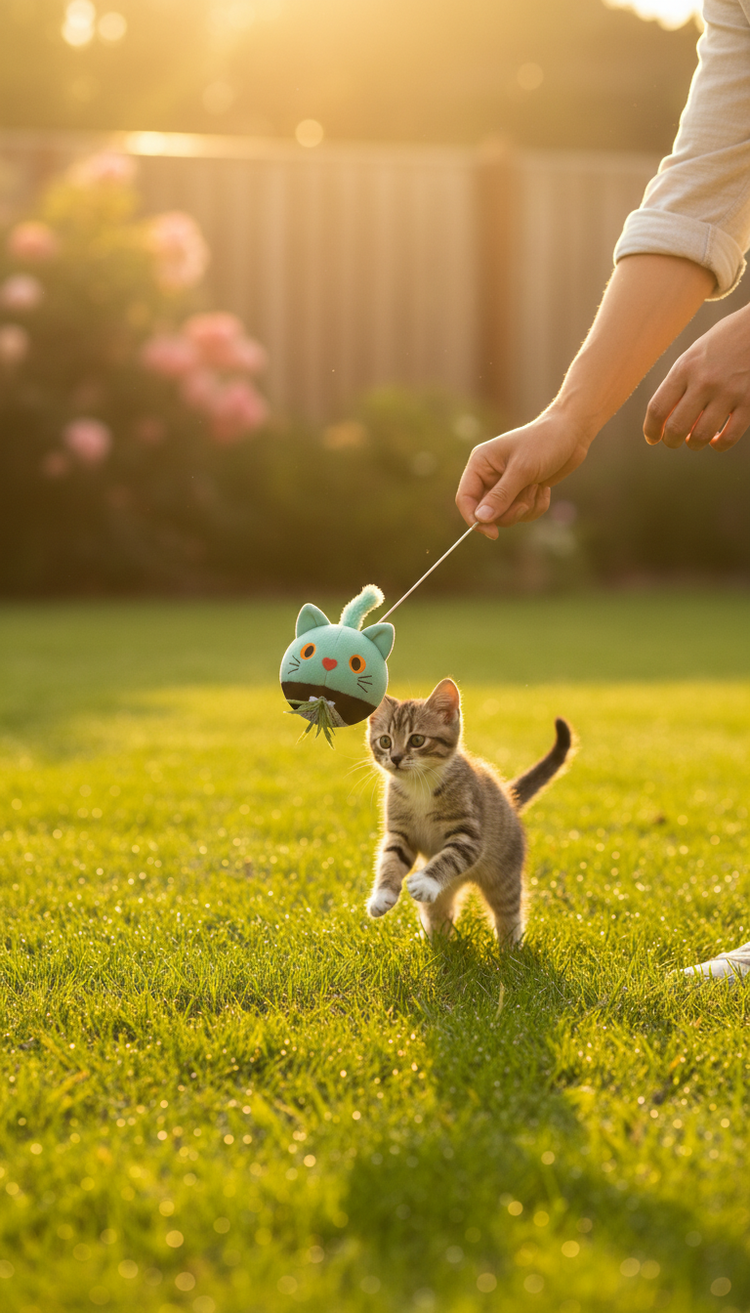 Mint Sage Interactive Cat Toy in use