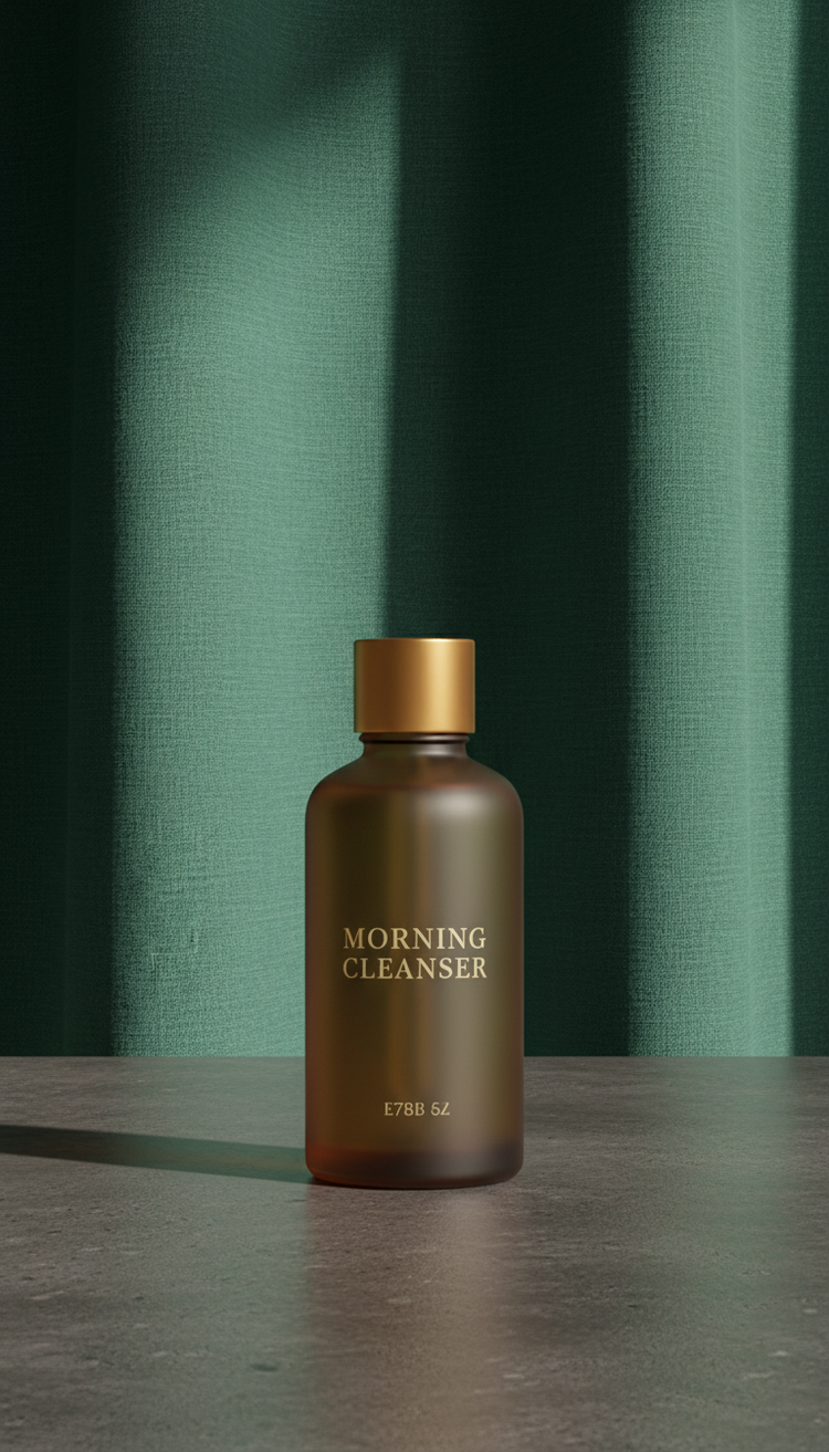 Vital Morning Cleanser Glass Bottle in a new setting