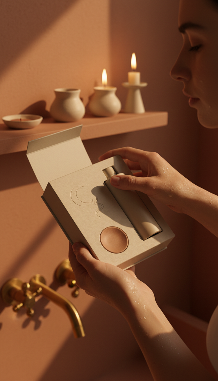 Nocturne incense set minimalist box in use