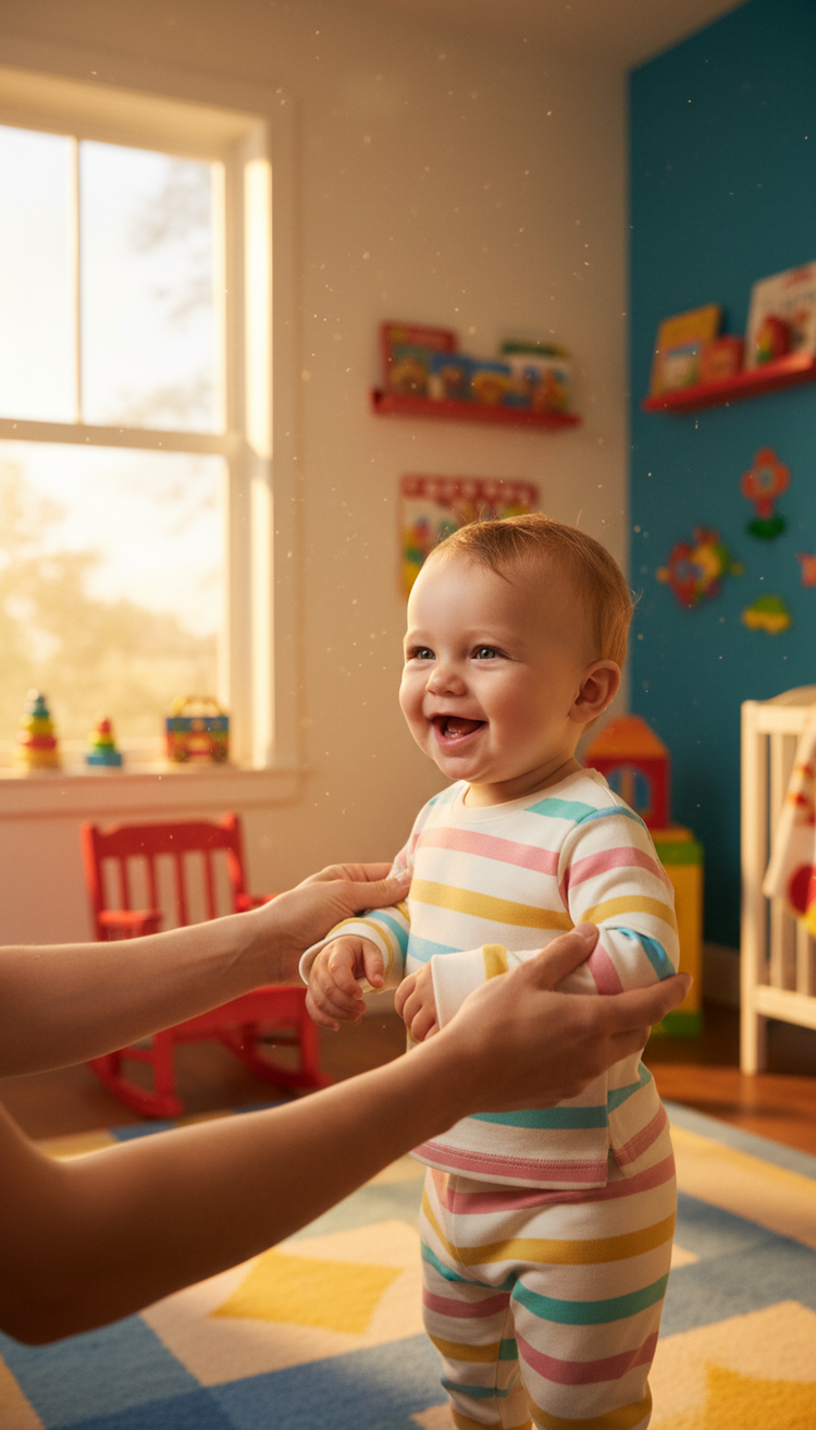 Soft Cotton Striped Kids' Pajamas in use