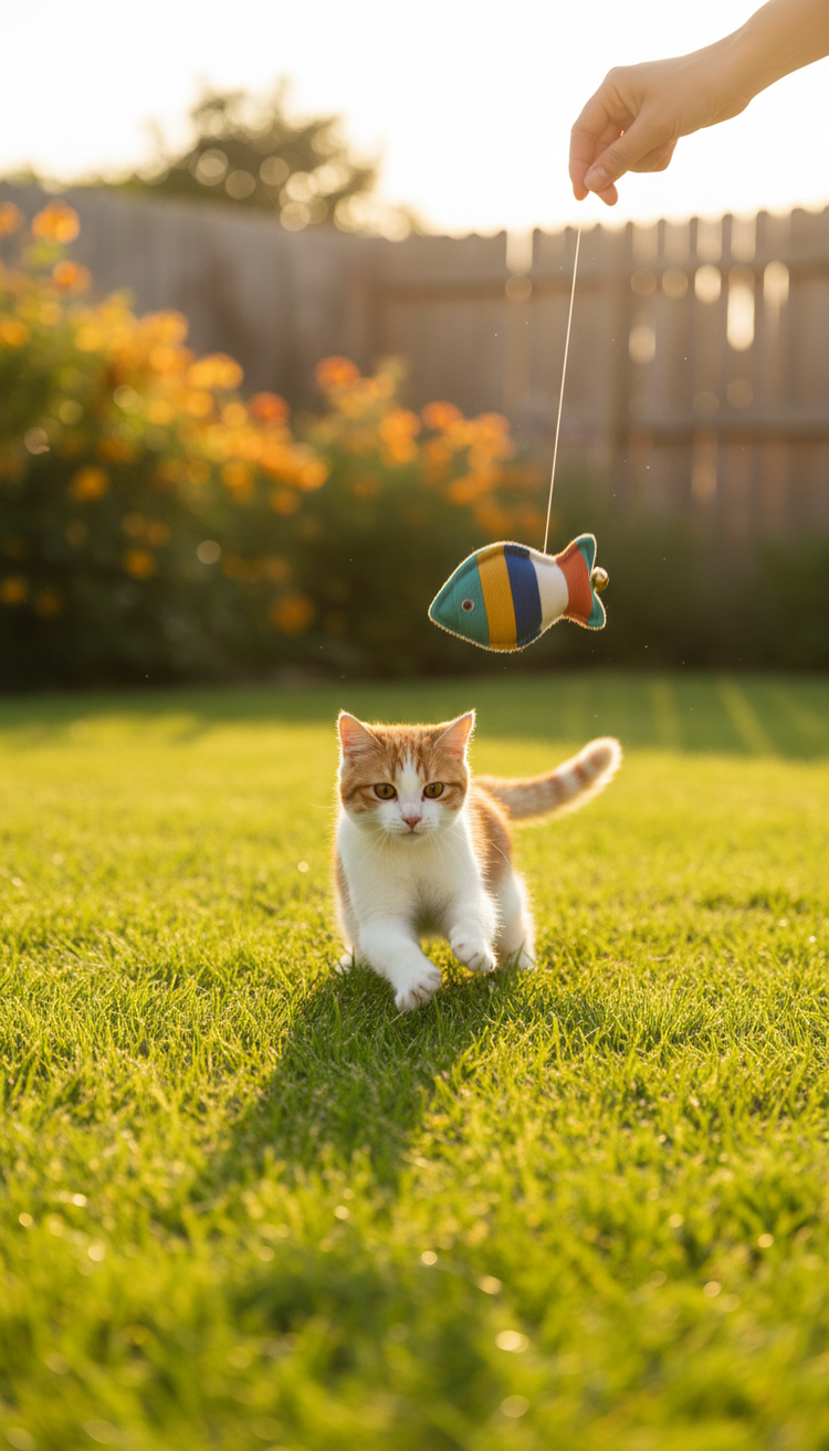 Durable Cat Toy with Feather Detail in use